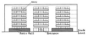 Figure 1-5. Elevation of six-story apartment building